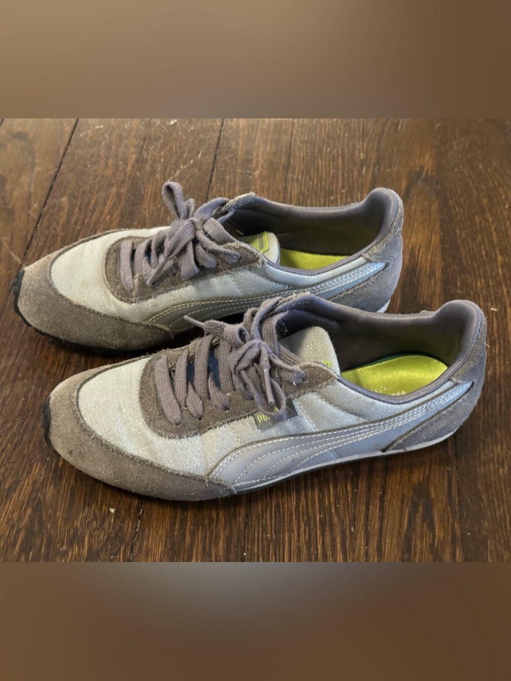 Puma women’s Gray Suede & Mesh Low-Top Sneakers